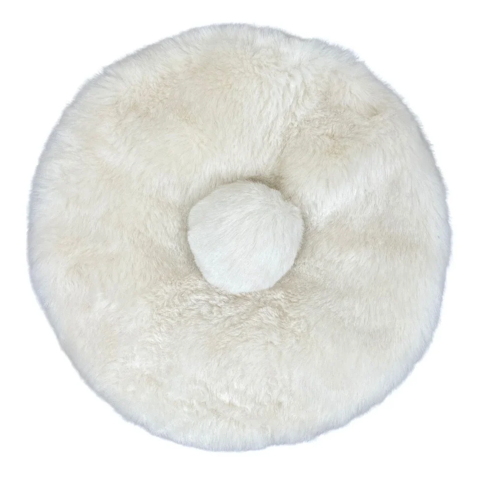 BabyGap Faux Fur Beret Hat Ivory Cream Pom-Pom 12-18 Months NWT 868325-00